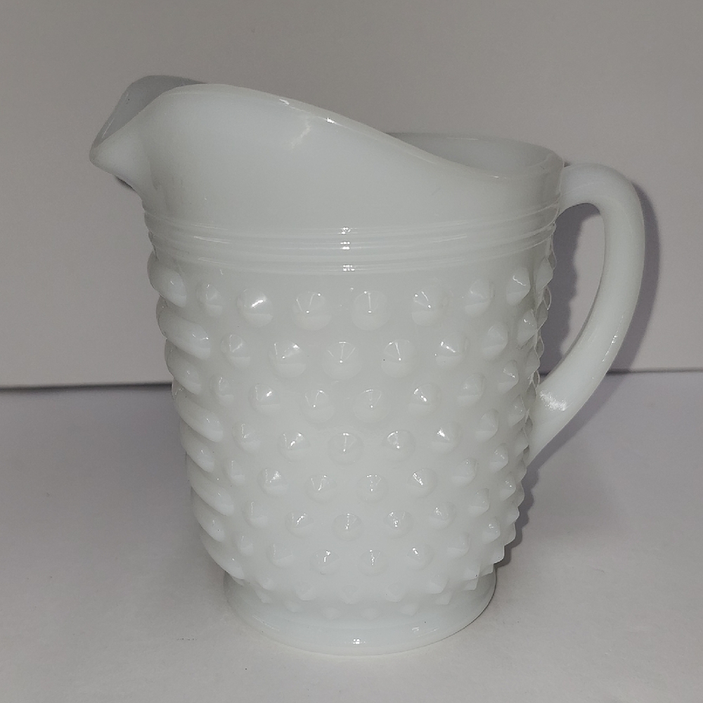 Elegant White Hobnail Milk Glass Pitcher
